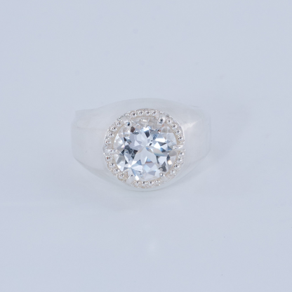 白色托帕石串珠戒指