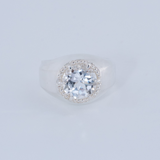 白色托帕石串珠戒指