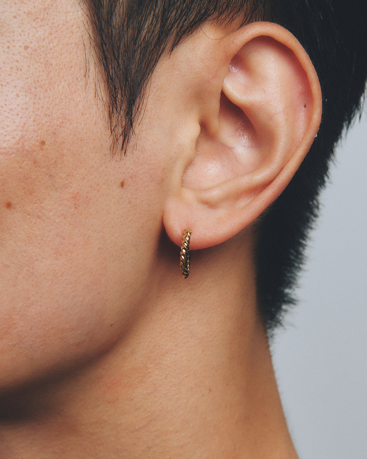 Tightly Twisted Gold Hoop