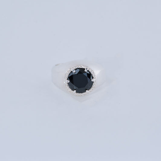 BLACK ONYX BEADED RING