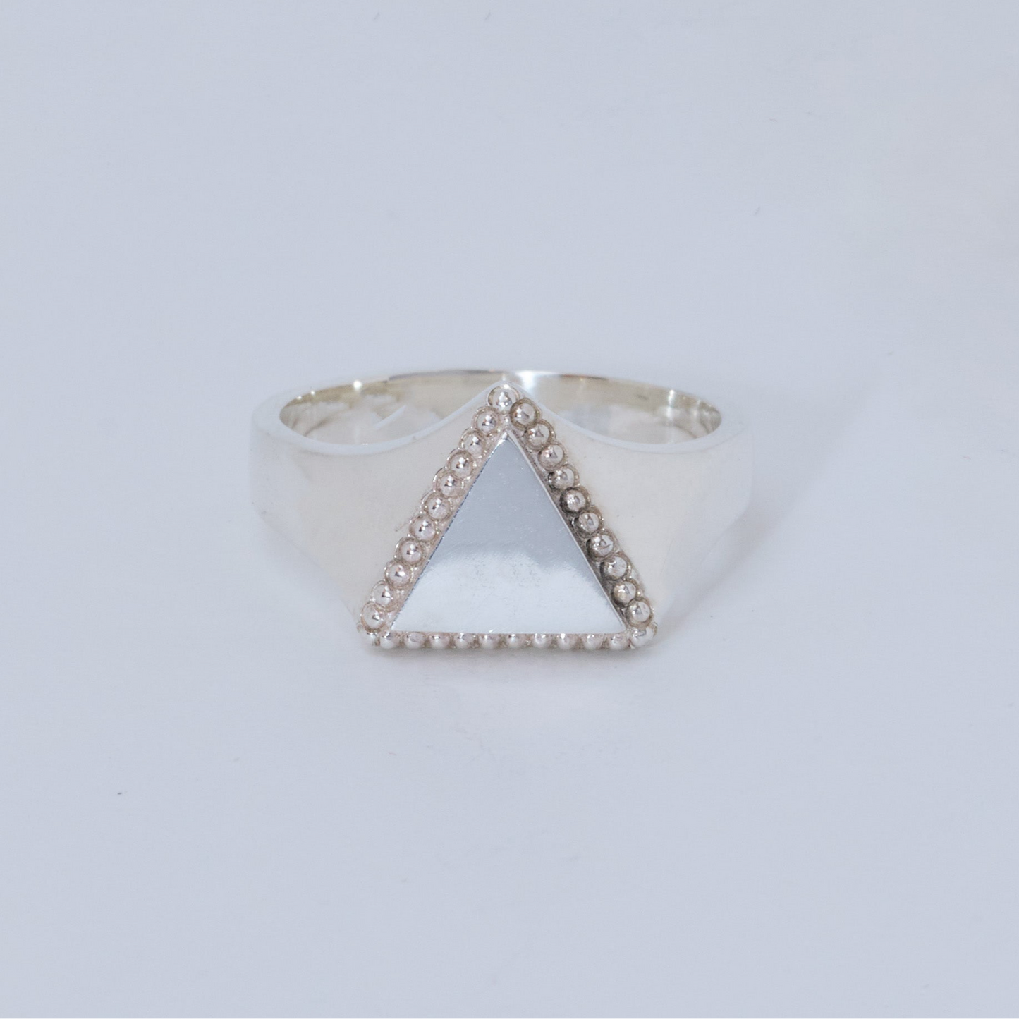 BEADED TRIANGLE SIGNET