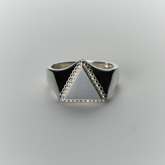 BEADED TRIANGLE SIGNET