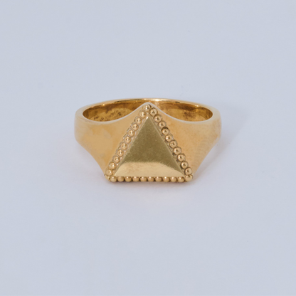 BEADED TRIANGLE SIGNET